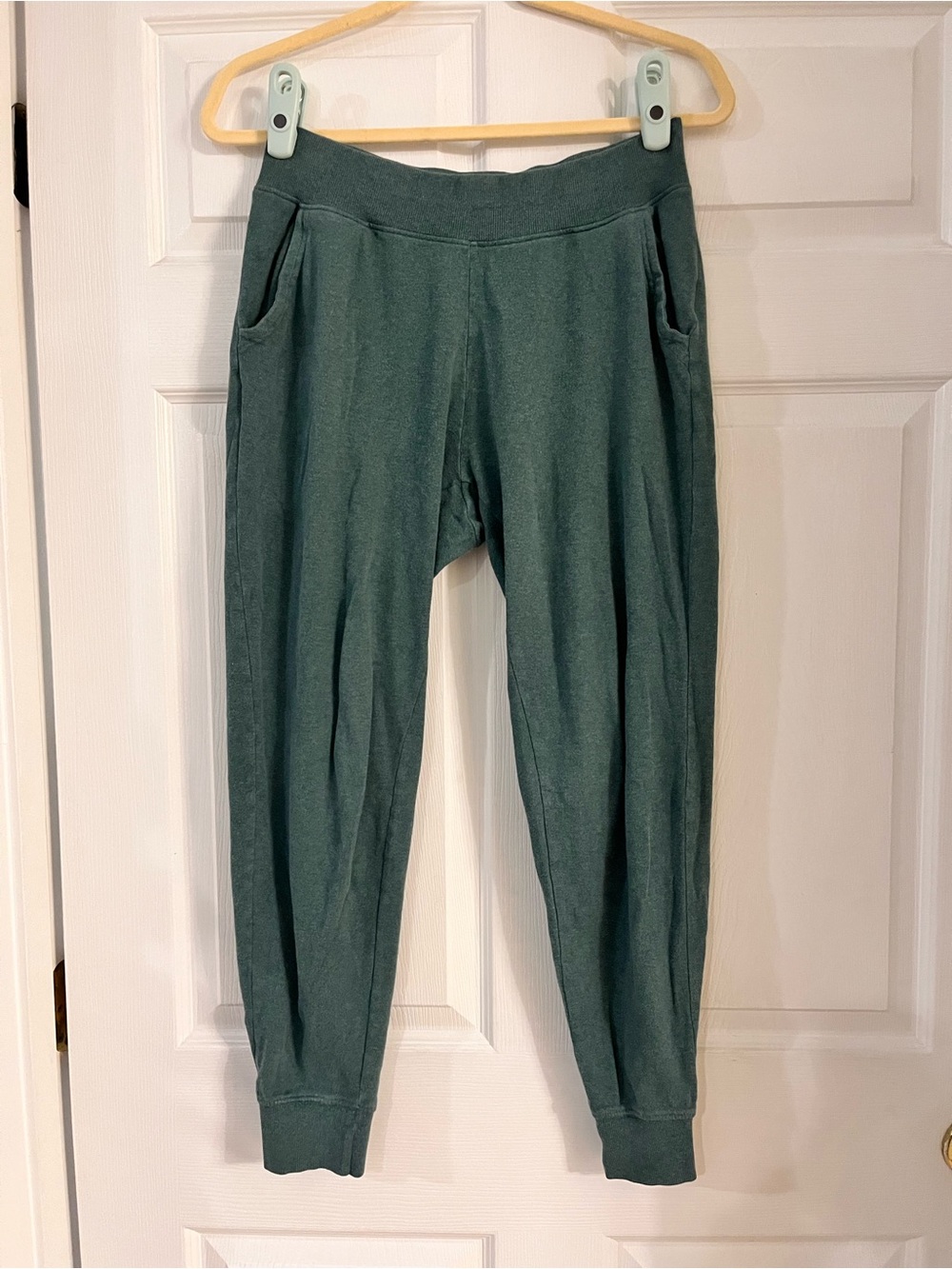 PACT pull on knit joggers pants organic cotton green women’s small